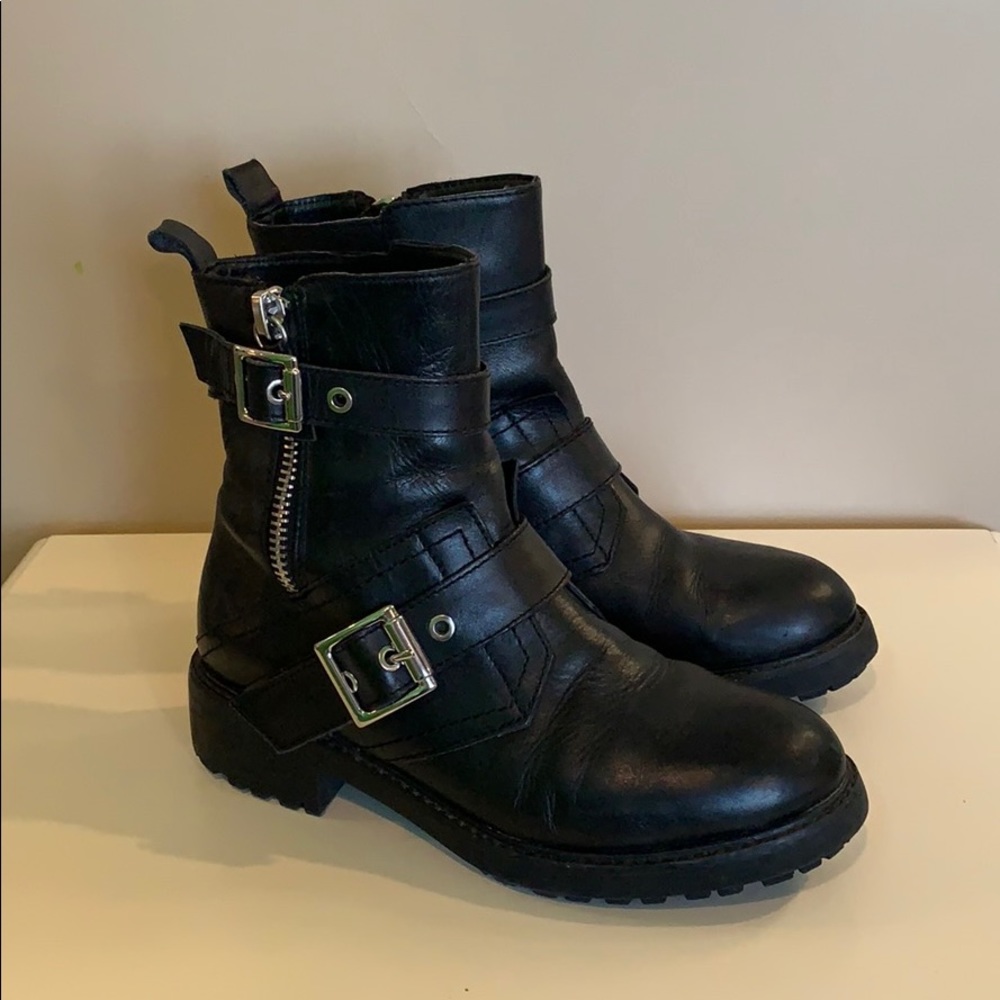 Zara Black Motorcycle Boots